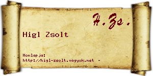 Higl Zsolt névjegykártya